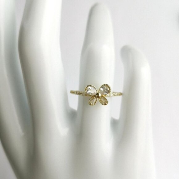 Butterfly Ring in CZ and Sterling Silver 14k gold overlay size 6 🆕 - Picture 2 of 7